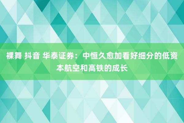 裸舞 抖音 华泰证券:中恒久愈加看好细分的低资本航空和高铁的成长