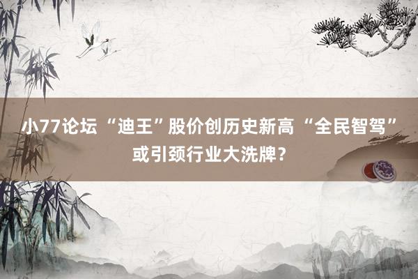 小77论坛 “迪王”股价创历史新高 “全民智驾”或引颈行业大洗牌?